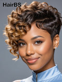 Lace front Pixie cut Wig side part for black woman 100% Human Hair