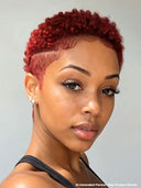 Full lace wig pixie cut afro burgundy 99J#