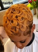 Machine Made finger wave honey pixie 100% Human Hair