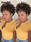 Machine made Glueless wig highlight afro curly 100% Human Hair