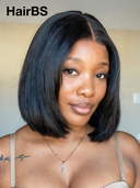 2X6 lace closure Straight bob Natural Black Natural hairline Pre-Cut Lace 100% Virgin Human Hair