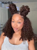 HairBS Feather Crochet Human Hair Extensions curly wave Brown invisible and comfortable 100% Human Hair