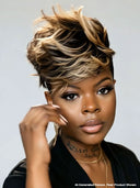 Lace front pixie cut wig honey highlight for black woman