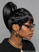 Pre-styled Lace front 13x4 wig Updo with ponytail black