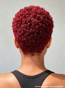 Full lace wig pixie cut afro burgundy 99J#