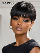 Ready to go Glueless wig pixie cut wig 100% Human Hair