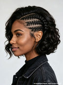 Lace front 13x6 Braided hairstyle wig bob curly wave
