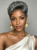 5x5 Lace closure Pixie wig Salt and Pepper for black women
