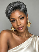 5x5 Lace closure Pixie wig Salt and Pepper for black women