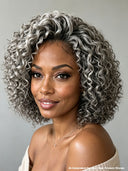 Pixie Wig 5x5 Lace Closure  Salt and Pepper curly bob