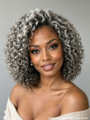 Pixie Wig 5x5 Lace Closure  Salt and Pepper curly bob
