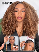 HairBS Feather Crochet Human Hair Extensions deep wave Brown with Honey Highlights invisible and comfortable 100% Human Hair
