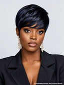 Machine made Pixie wig blue straight