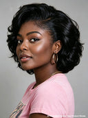Lace front 13x4 bob wig black wavy