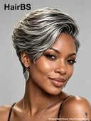 Lace closure 7x5 Pixie wig silver straight for black women