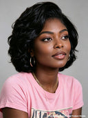 Lace front 13x4 bob wig black wavy