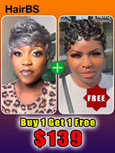 Today's Special Price Buy 1 Get 1 Free $139 machine made wig finger wave & straight 100% Human Hair