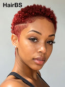 Full lace wig pixie cut afro burgundy 99J#