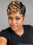 Full lace pixie cut wig finger wave honey highlight