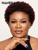Full lace wig pixie afro burgundy 99J# 100% Human Hair