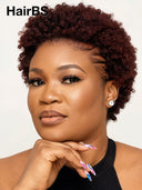 Full lace wig pixie afro burgundy 99J# 100% Human Hair