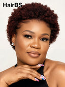 Full lace wig pixie afro burgundy 99J# 100% Human Hair