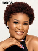 Full lace wig pixie afro burgundy 99J# 100% Human Hair