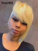 Full lace wig pixie cut blonde for black woman 