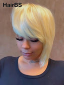 Full lace wig pixie cut blonde for black woman 