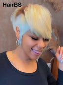 Full lace wig pixie cut blonde for black woman 