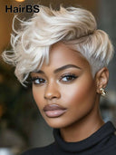 Full lace wig pixie blonde quick weave 100% Human Hair 