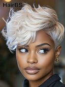 Full lace wig pixie blonde quick weave 100% Human Hair 