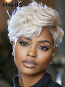 Full lace wig pixie blonde quick weave 100% Human Hair 