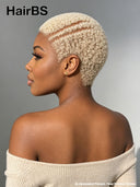 Full lace pixie cut wig blonde afro for black women