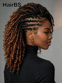 Braided wig Full Lace Pre-styled Updo brown highlight