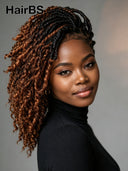 Braided wig Full Lace Pre-styled Updo brown highlight