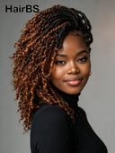 Braided wig Full Lace Pre-styled Updo brown highlight