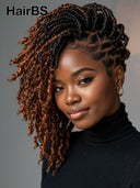 Braided wig Full Lace Pre-styled Updo brown highlight