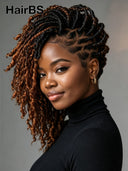 Braided wig Full Lace Pre-styled Updo brown highlight