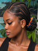 Full Lace wig Pre-styled Updo bun With Braided 