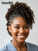 Full Lace wig brown With Braided for black woman