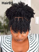 Full Lace wig Pre-styled black Braided wig with bangs
