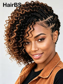 Full Lace wig brown highlight curly With Braided wig 