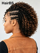 Full Lace wig brown highlight curly With Braided wig 