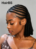 Full Lace wig Updo With Braided afro black lace Pre-cut