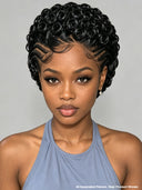 Full Lace Braided pre-styled wig bouncy wave
