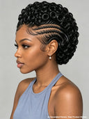 Full Lace Braided pre-styled wig bouncy wave