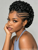 Full Lace Braided pre-styled wig bouncy wave