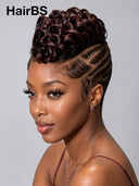 Full Lace wig Braided Pixie Wig wavy Brown