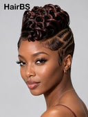 Full Lace wig Braided Pixie Wig wavy Brown